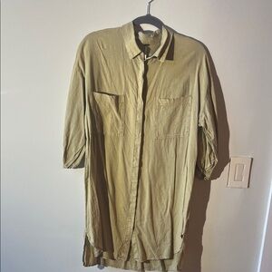 Olive Green Button-Up Shirt Dress